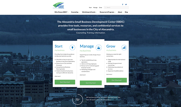 Alexandria Small Business Development Center's home page