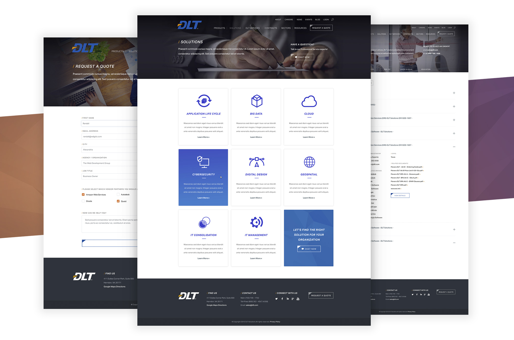 Design comps for DLT, a business to government IT company