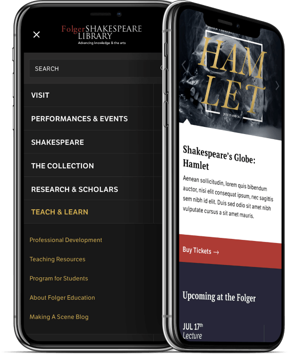 folger shakespeare library website on mobile devices