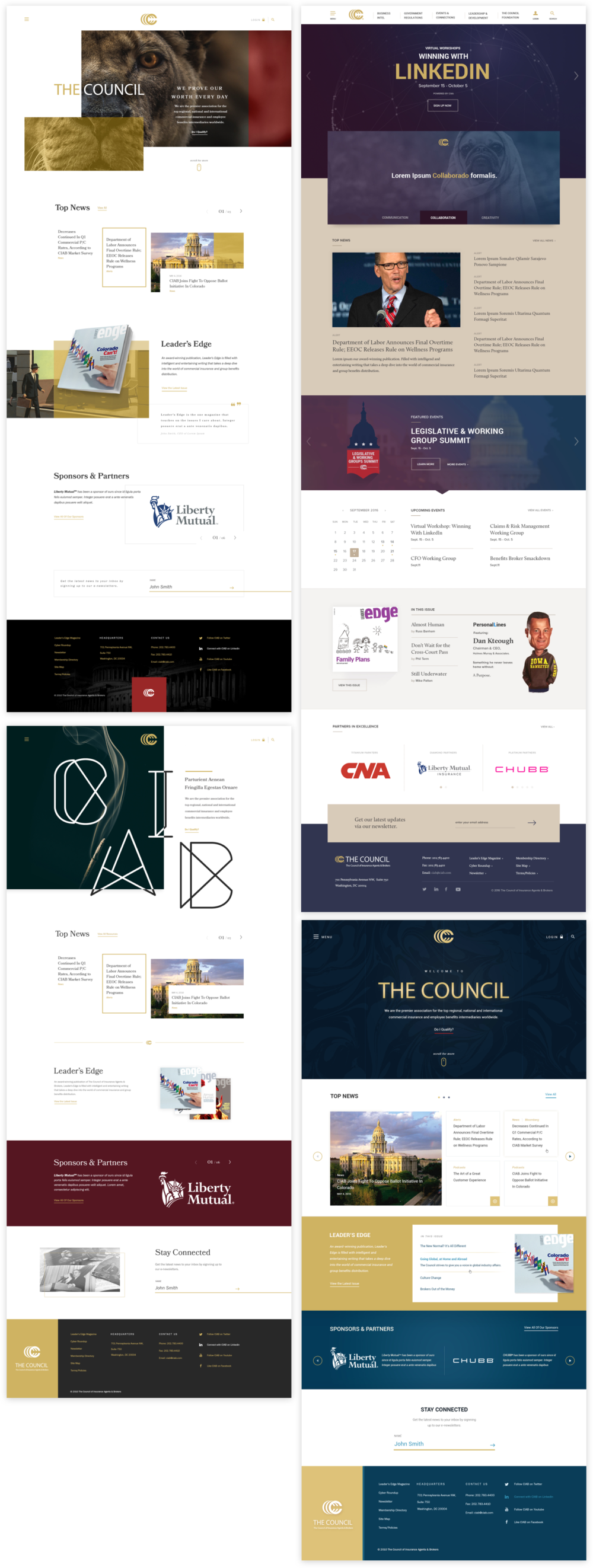 The Council of Insurance Agents & Brokers homepage design mockups