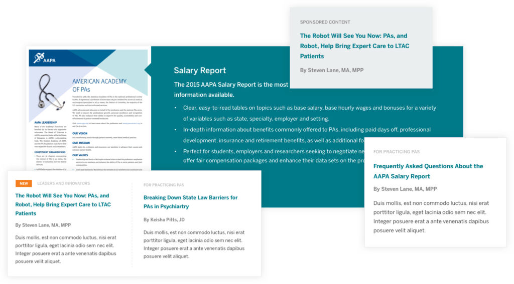 American Academy of Physician Assistants web design details
