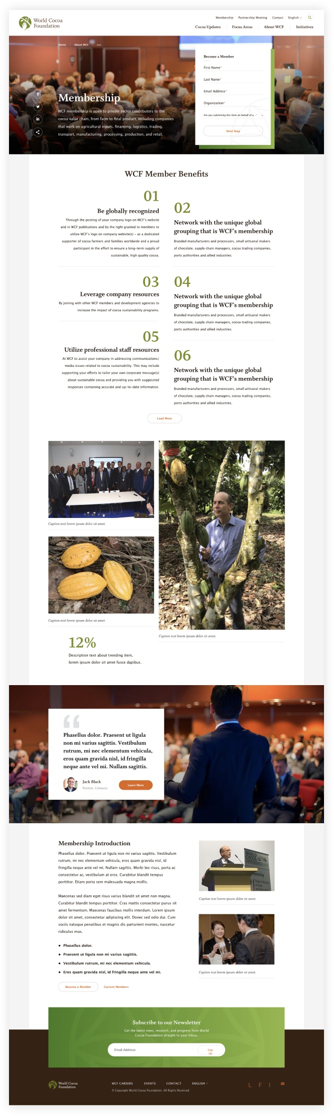 Membership page of World Cocoa Foundation