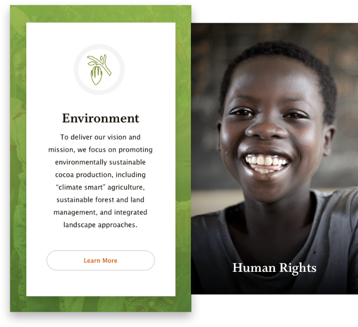 Hover affect from World Cocoa Foundation website