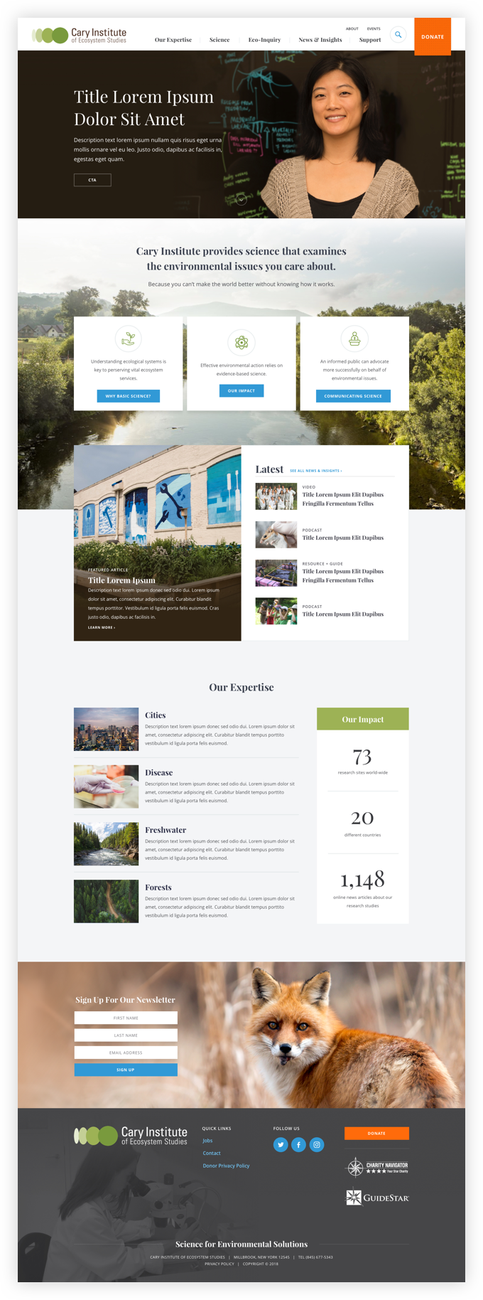 Design comps for Cary's full homepage.