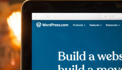 WordPress website design open on a laptop